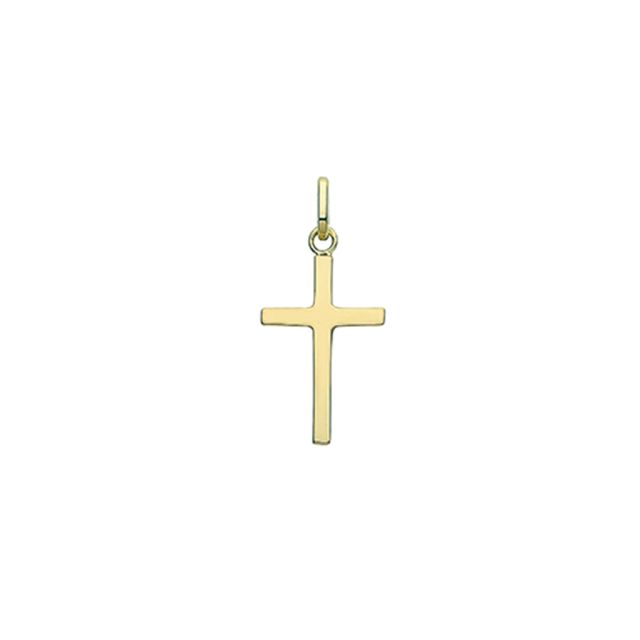 Buy 9ct Gold 20MM Plain Cross Pendant On A Belcher Necklace by World of Jewellery