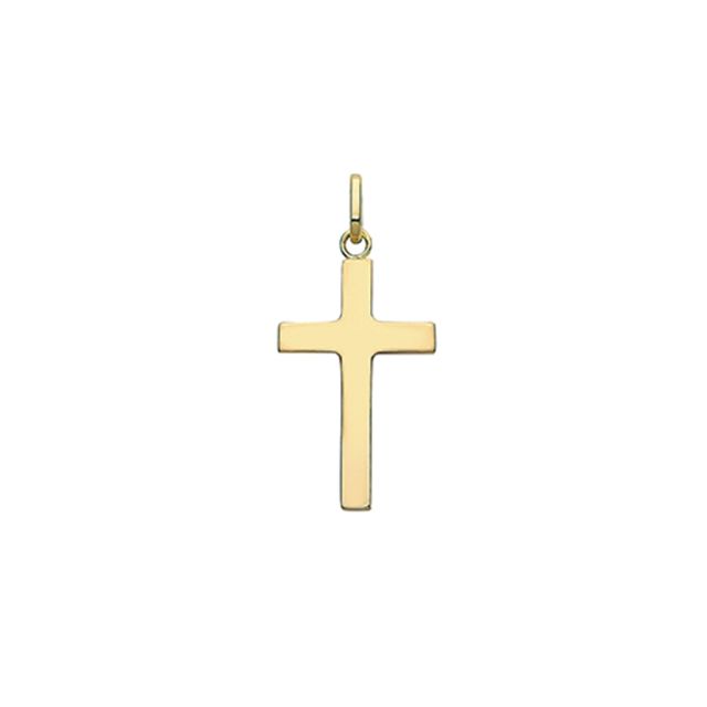 Buy Men's 9ct Gold 24MM Plain Cross Pendant On A Curb Necklace by World of Jewellery
