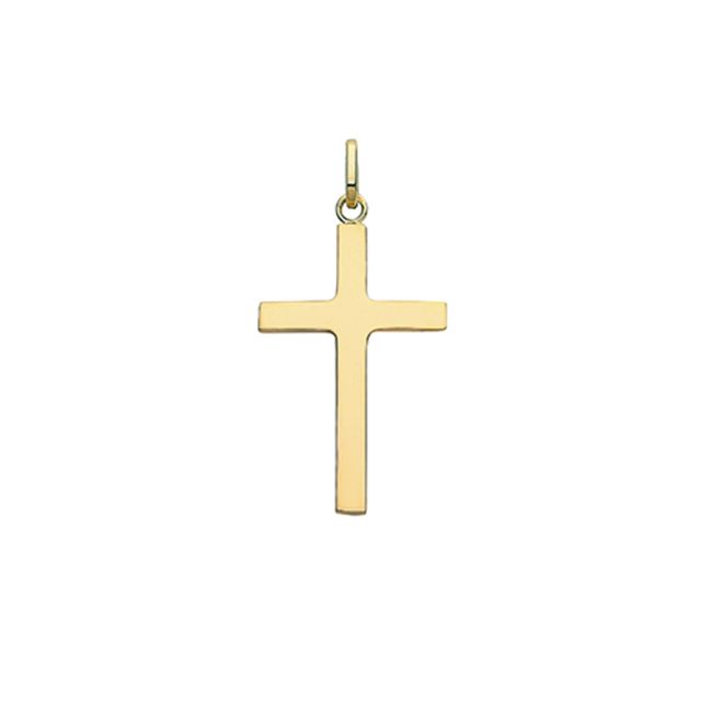 Buy Men's 9ct Gold 27MM Plain Cross Pendant On A Curb Necklace by World of Jewellery