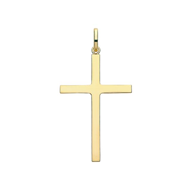 Buy 9ct Gold 38MM Plain Cross Pendant On A Belcher Necklace by World of Jewellery