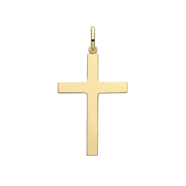 Buy Men's 9ct Gold 37MM Plain Cross Pendant On A Curb Necklace by World of Jewellery
