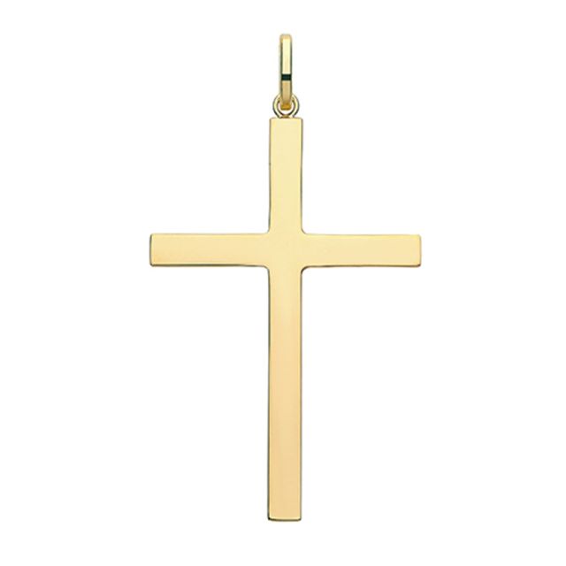 Buy Men's 9ct Gold 47MM Plain Cross Pendant On A Curb Necklace by World of Jewellery