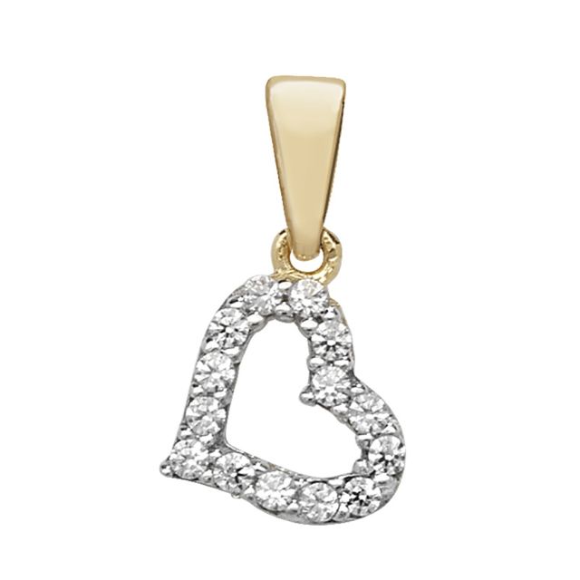 Buy 9ct Gold Cubic Zirconia Heart Pendant On A Belcher Necklace by World of Jewellery