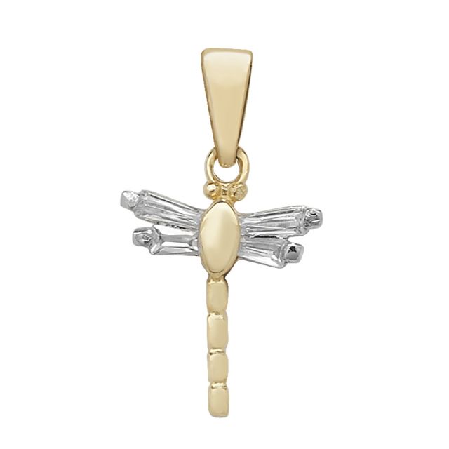 Buy 9ct Gold Cubic Zirconia Dragonfly Pendant On A Belcher Necklace by World of Jewellery