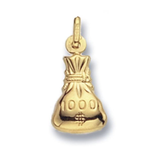 Buy 9ct Gold Money Bag Pendant On A Belcher Necklace by World of Jewellery