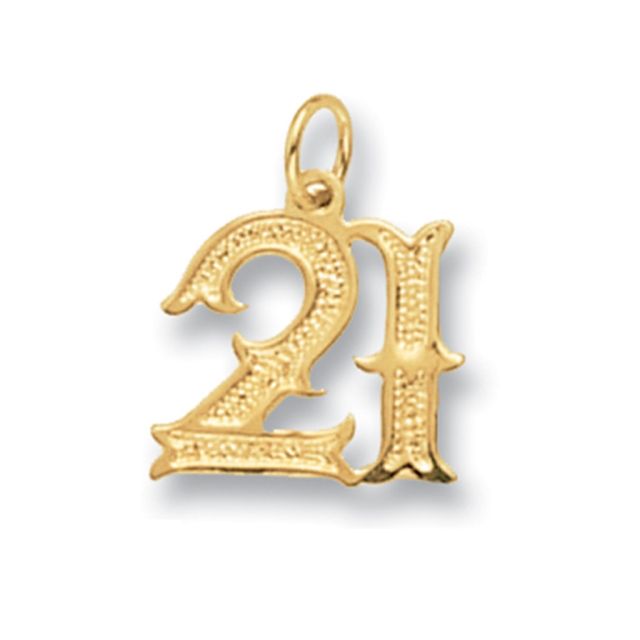 Buy 9ct Gold Old English Font 21st Birthday Pendant On A Belcher Necklace by World of Jewellery