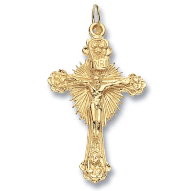 Buy 9ct Gold Crucifix Pendant On A Belcher Necklace by World of Jewellery
