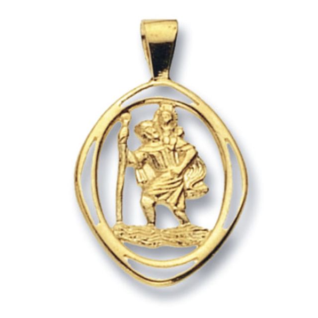 Buy 9ct Gold Cut out St Christopher Pendant On A Belcher Necklace by World of Jewellery