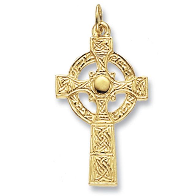 Buy Men's 9ct Gold Maltese Cross Pendant On A Curb Necklace by World of Jewellery