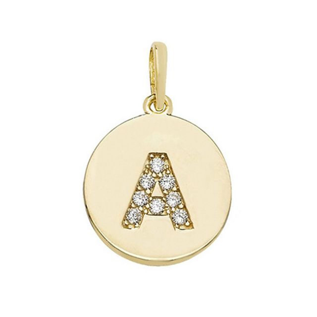 Buy 9ct Gold Round Cubic Zirconia Initial A Pendant On A Belcher Necklace by World of Jewellery
