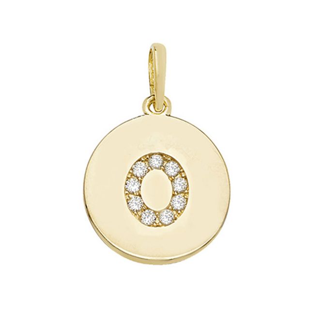 Buy 9ct Gold Round Cubic Zirconia Initial O Pendant On A Belcher Necklace by World of Jewellery