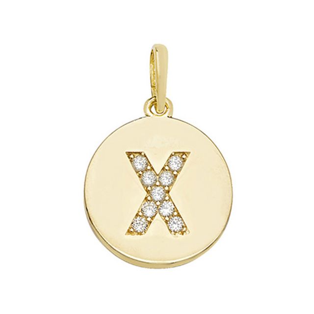 Buy 9ct Gold Round Cubic Zirconia Initial X Pendant On A Belcher Necklace by World of Jewellery