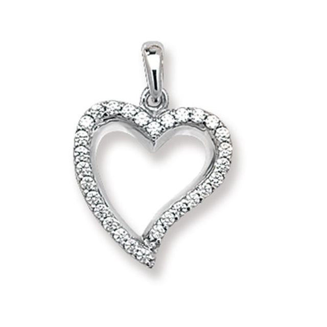 Buy Children's 9ct White Gold Cubic Zirconia Set Heart Pendant On A Prince of Wales Necklace by World of Jewellery