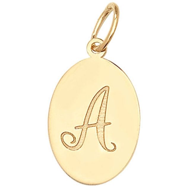Buy 9ct Gold Plain Oval Disk Initial A Pendant On A Belcher Necklace by World of Jewellery
