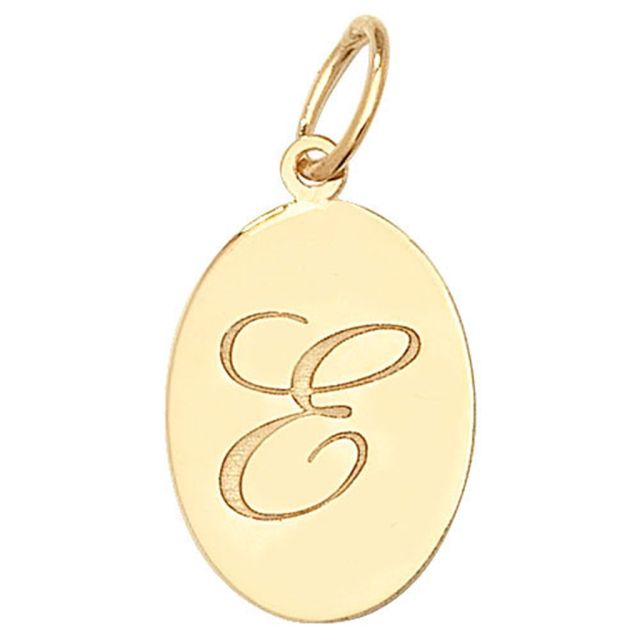 Buy 9ct Gold Plain Oval Disk Initial E Pendant On A Belcher Necklace by World of Jewellery