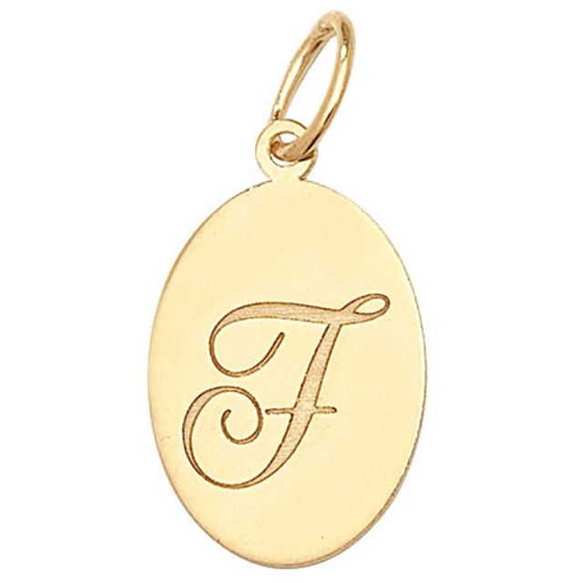 Buy 9ct Gold Plain Oval Disk Initial F Pendant On A Belcher Necklace by World of Jewellery