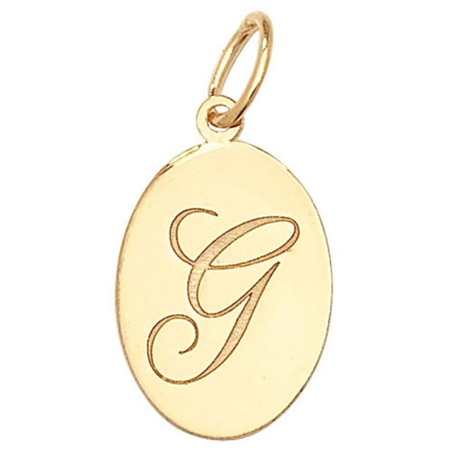 Buy 9ct Gold Plain Oval Disk Initial G Pendant On A Belcher Necklace by World of Jewellery
