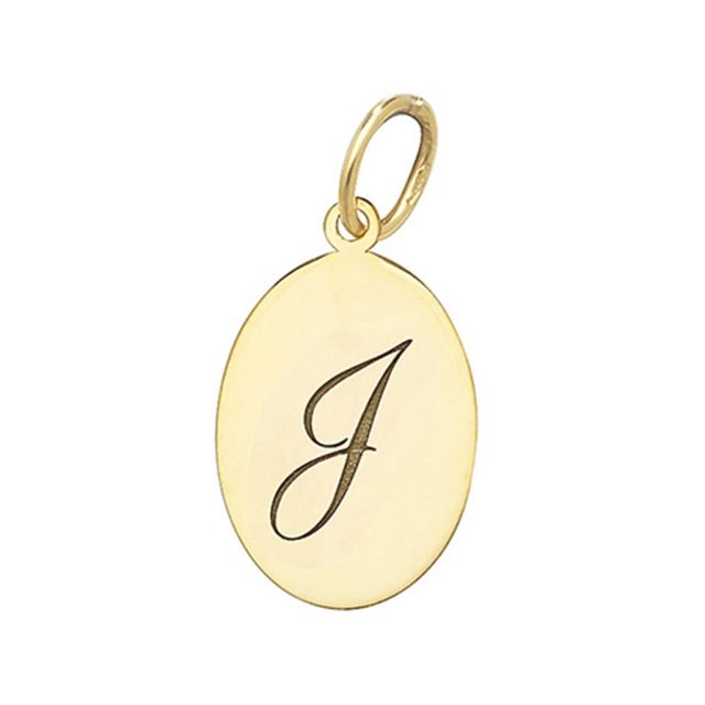 Buy Men's 9ct Gold Plain Oval Disk Initial I Pendant On A Curb Necklace by World of Jewellery