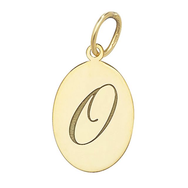 Buy Men's 9ct Gold Plain Oval Disk Initial O Pendant On A Curb Necklace by World of Jewellery