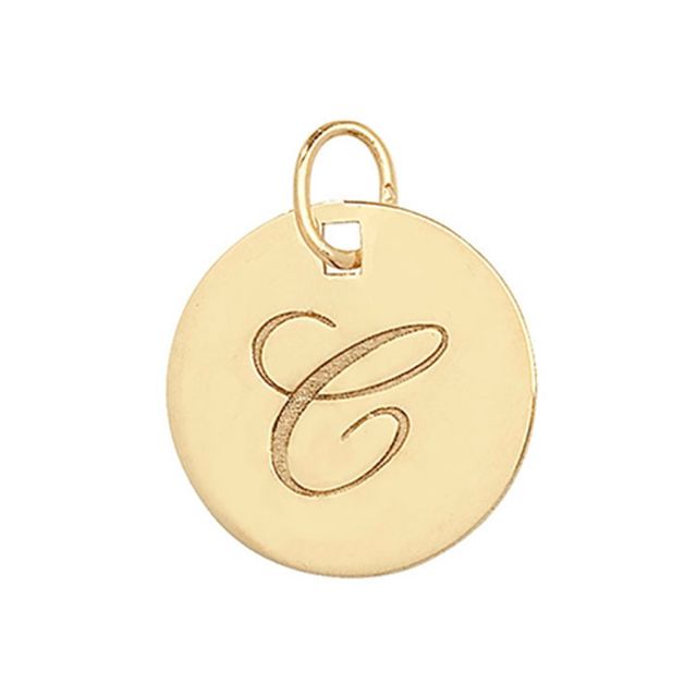 Buy 9ct Gold Plain Round Disk Initial C Pendant On A Belcher Necklace by World of Jewellery