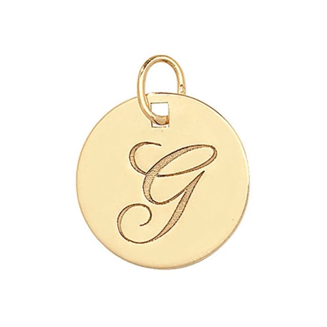 Buy 9ct Gold Plain Round Disk Initial G Pendant On A Belcher Necklace by World of Jewellery