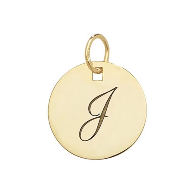 Buy 9ct Gold Plain Round Disk Initial I Pendant On A Belcher Necklace by World of Jewellery