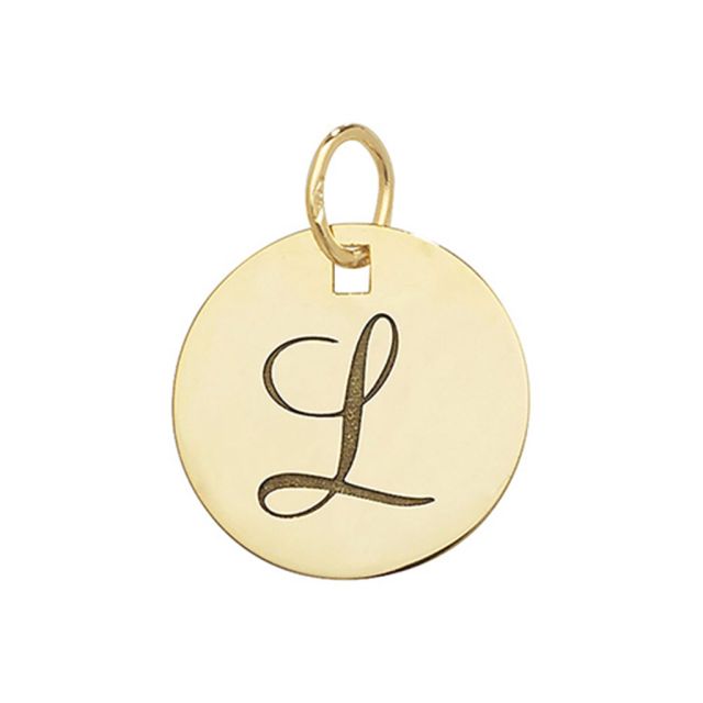 Buy 9ct Gold Plain Round Disk Initial L Pendant On A Belcher Necklace by World of Jewellery