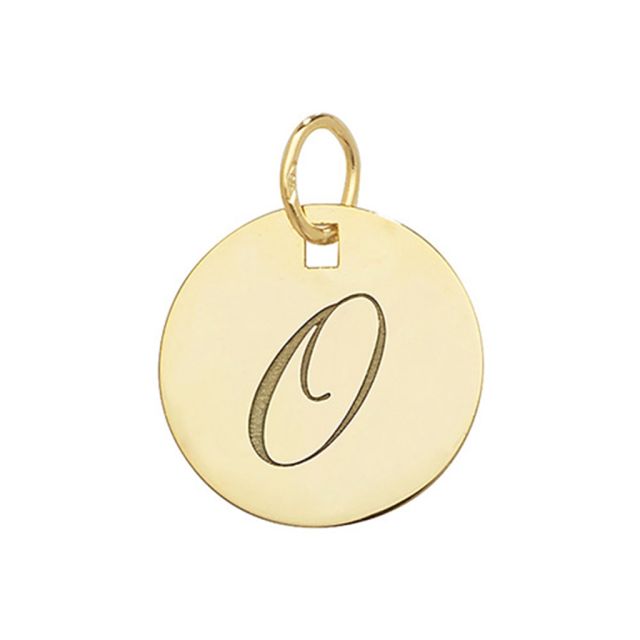 Buy 9ct Gold Plain Round Disk Initial O Pendant On A Belcher Necklace by World of Jewellery