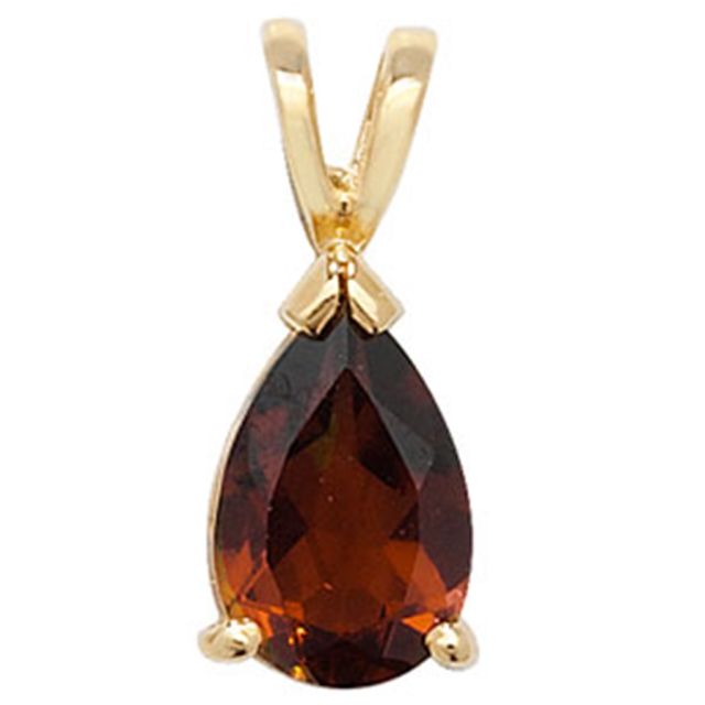 Buy 9ct Gold Pear Shape Garnet Pendant On A Belcher Necklace by World of Jewellery