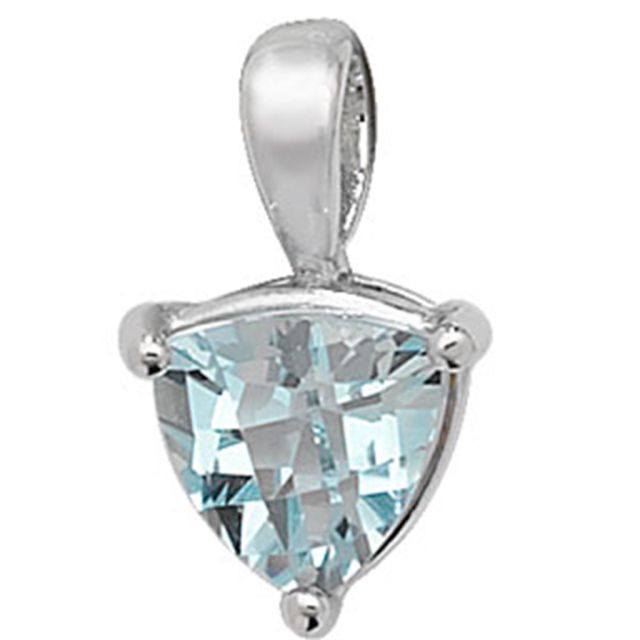 Buy Children's 9ct White Gold Trillion Shape Blue Topaz Pendant On A Prince of Wales Necklace by World of Jewellery