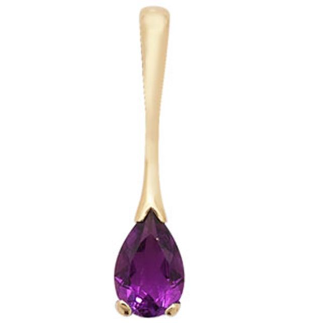 Buy 9ct Gold Pear Shape Amethyst Pendant On A Belcher Necklace by World of Jewellery