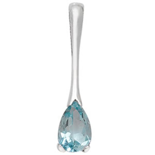 Buy Children's 9ct White Gold Pear Shape Blue Topaz Pendant On A Prince of Wales Necklace by World of Jewellery