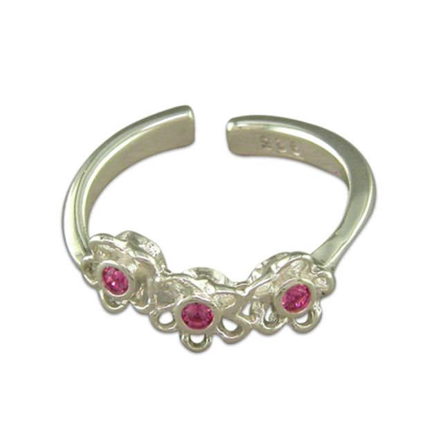 Buy Sterling Silver Triple Crystal Flower Toe Ring by World of Jewellery