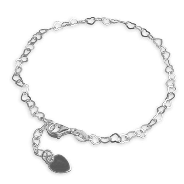 Buy Sterling Silver Small Open Hearts Anklet by World of Jewellery