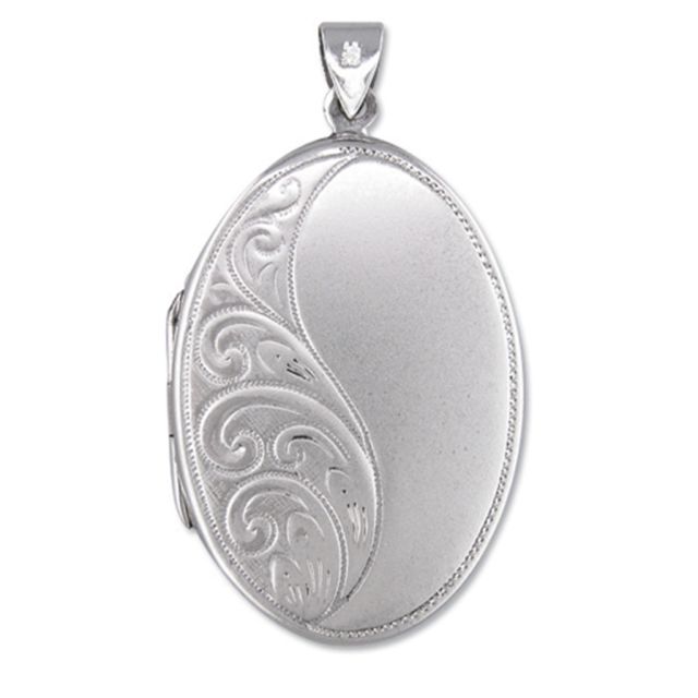 Buy Sterling Silver Half Embossed Oval Locket by World of Jewellery