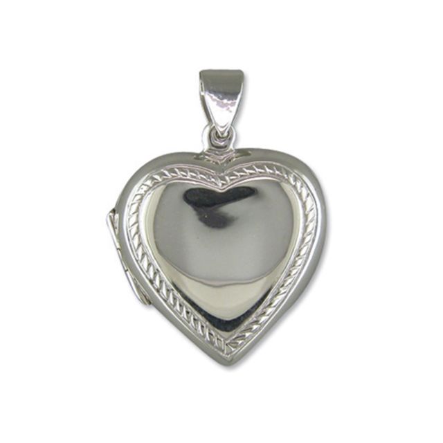 Buy Sterling Silver Plain Heart With Rope Edge Locket by World of Jewellery