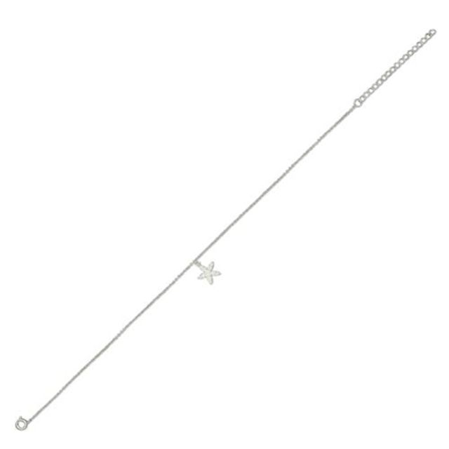 Buy Sterling Silver With Cubic Zirconia Starfish Anklet by World of Jewellery