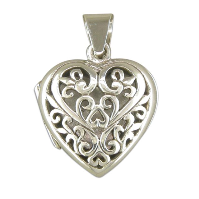 Buy Sterling Silver Filigree Heart Locket by World of Jewellery