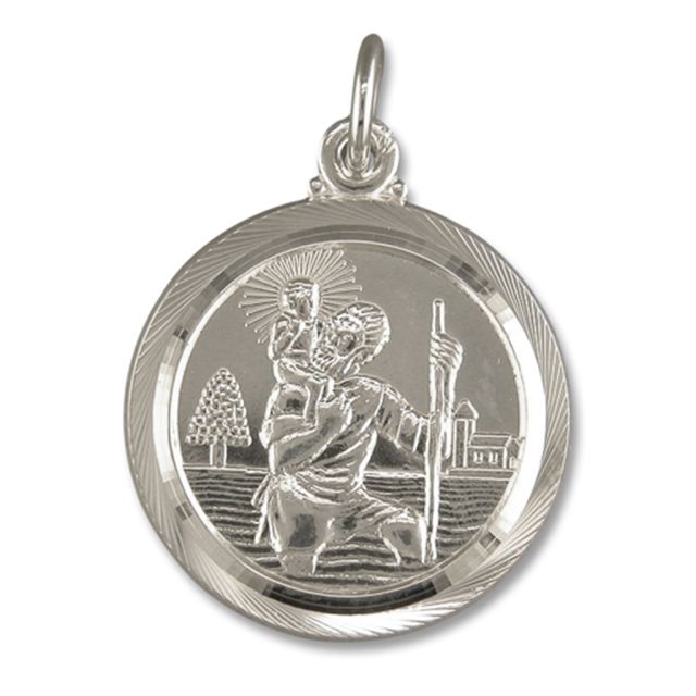 Buy Sterling Silver Medium Double Sided St Christopher Pendant by World of Jewellery