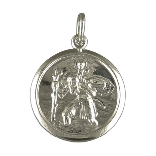 Buy Sterling Silver Round Double Sided St Christopher Pendant by World of Jewellery