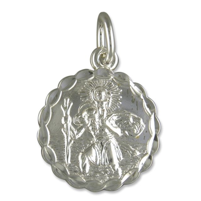 Buy Sterling Silver Large Round Double Sided St Christopher Pendant by World of Jewellery