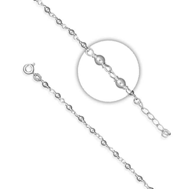 Buy Sterling Silver Beads Anklet by World of Jewellery