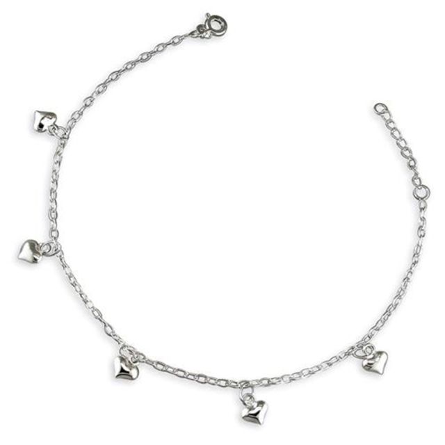 Buy Sterling Silver Oval Trace With Hearts Anklet by World of Jewellery