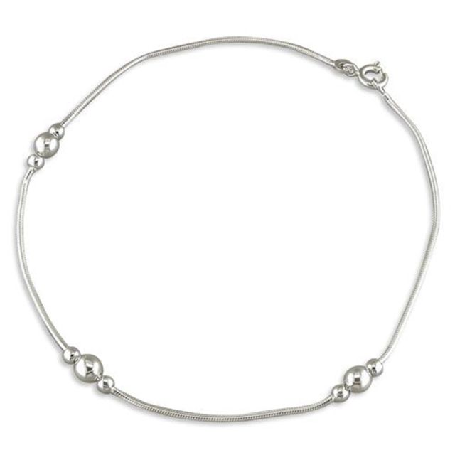 Buy Sterling Silver Snake With Bead Clusters Anklet by World of Jewellery