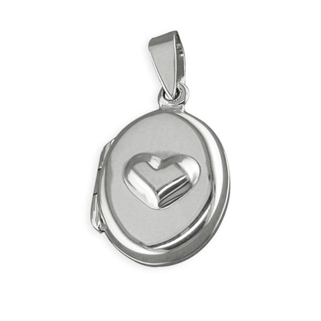 Buy Sterling Silver Raised Heart Oval Locket by World of Jewellery