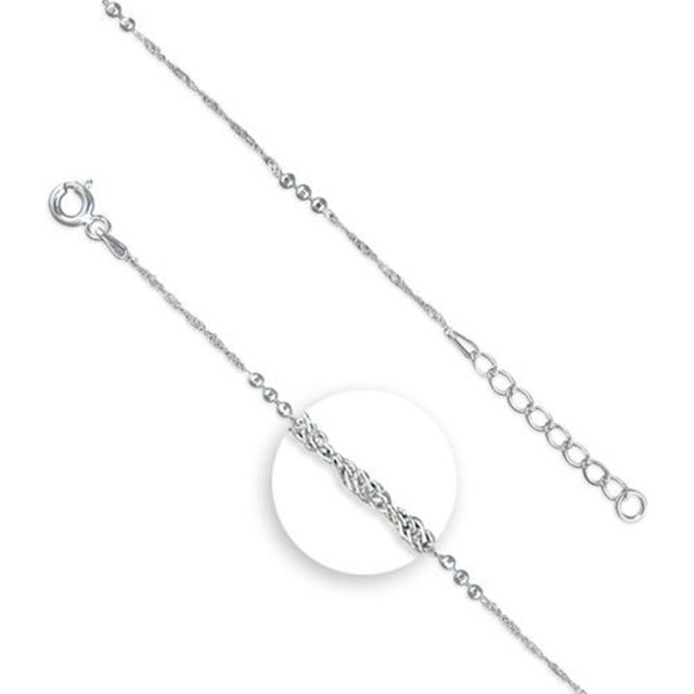 Buy Sterling Silver Twisted With Beads Anklet by World of Jewellery