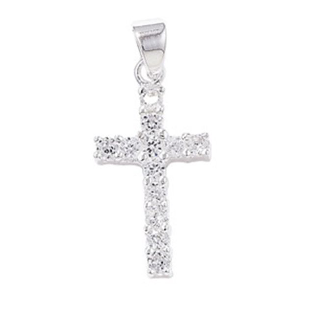 Buy Sterling Silver Cubic Zirconia Cross Pendant by World of Jewellery