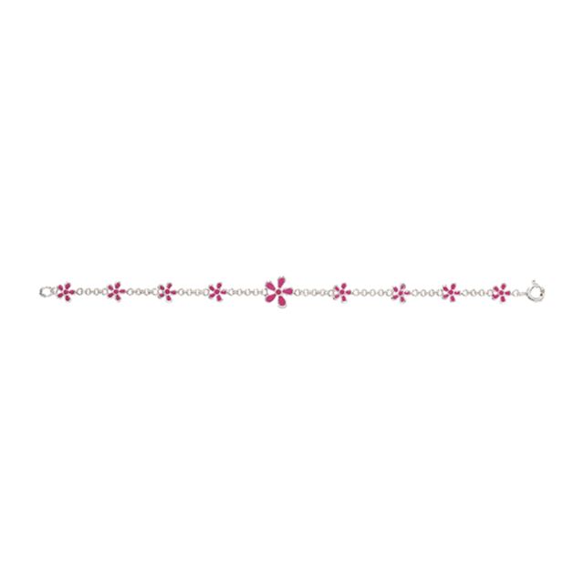 Buy Childrens Sterling Silver Pink Flower Bracelet by World of Jewellery