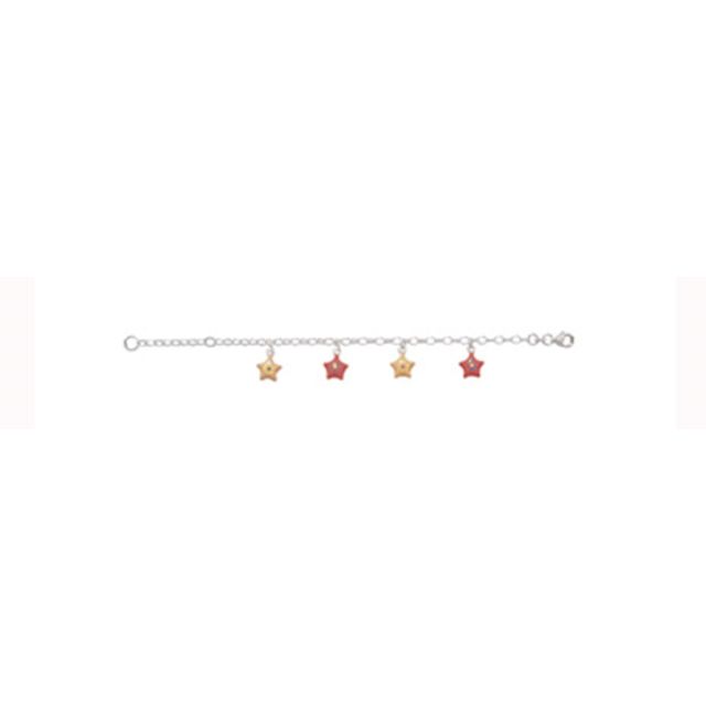 Buy Childrens Sterling Silver Red & Orange Star Bracelet by World of Jewellery