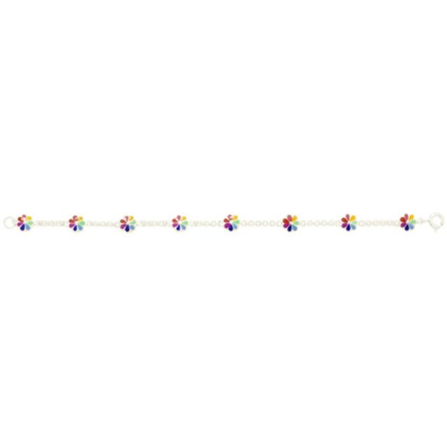 Buy Childrens Sterling Silver Rainbow Flower Bracelet by World of Jewellery